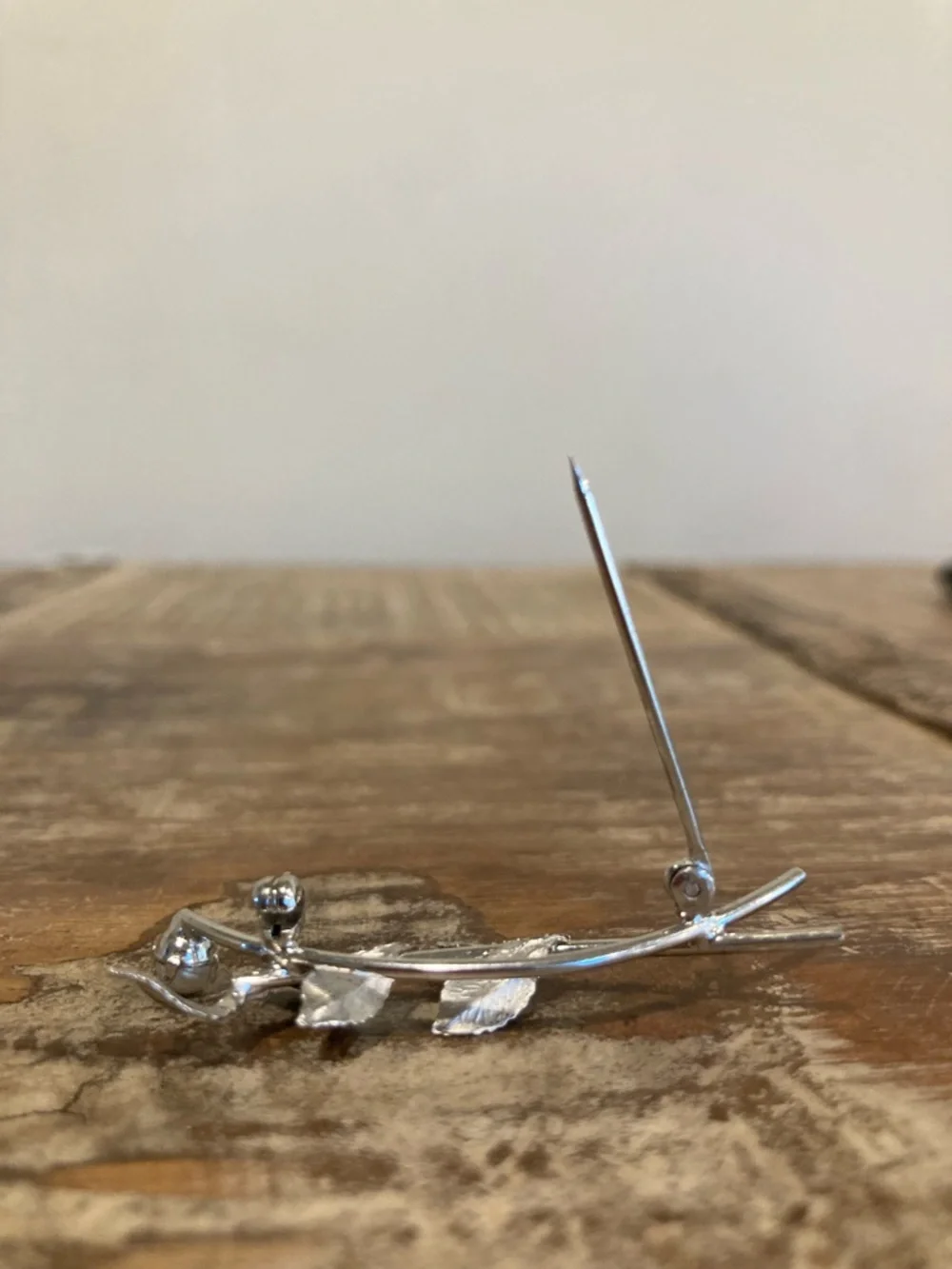 Vintage Sterling Silver Leaf Brooch • C R Co Signed • Pearl Accent